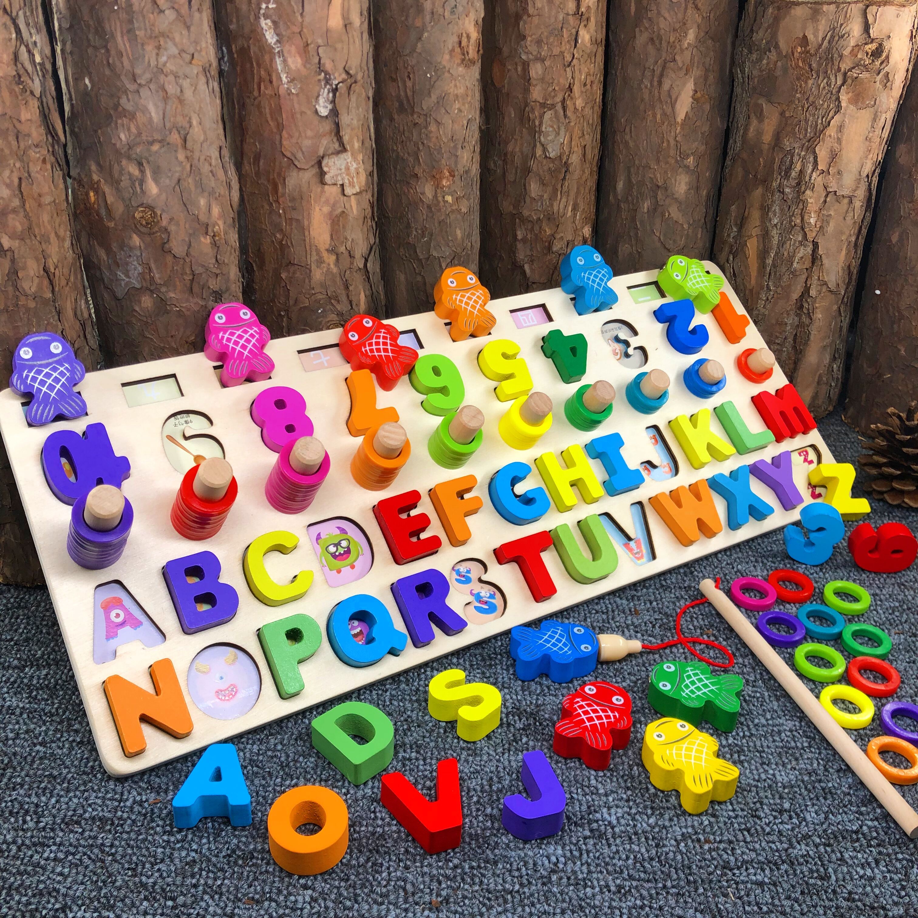 Baby magnetic fishing toys children's digital mother puzzle 1-2-34 years old Montessori early education puzzle matching building blocks