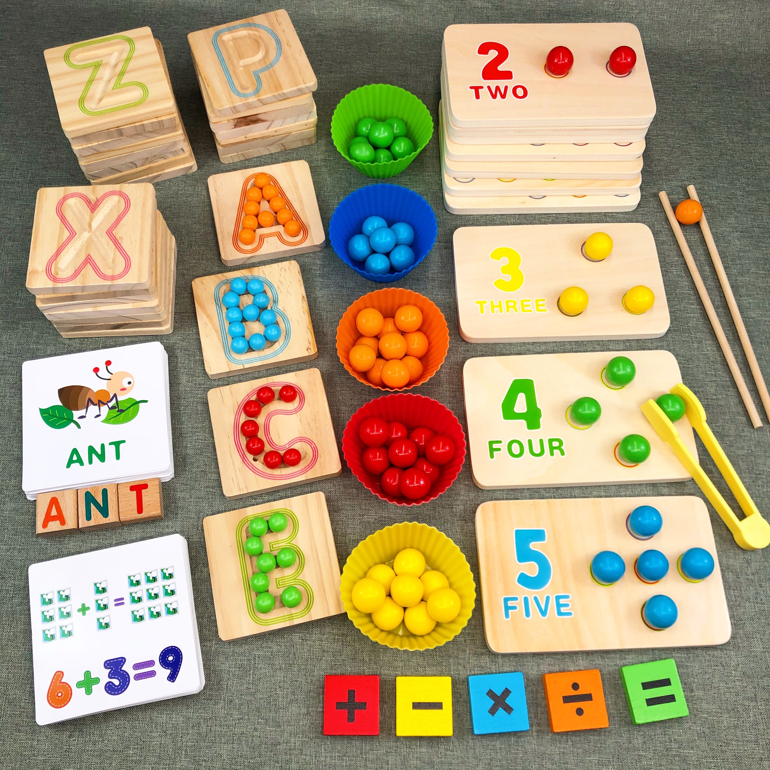 Mon Early Education Clip Beads Children Number Letters Enlightenment Cognition Kindergarten Fine Action Special Attention Training Toys