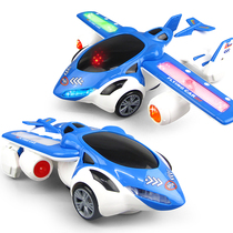 Electric universal deformation aircraft childrens light music rotating dance toy boy girl baby cartoon car