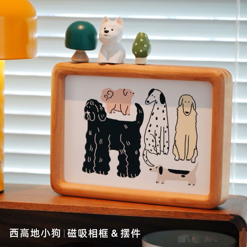 Magnetic West Highland Puppy Photo Frame Display Stand Cherry Wood Black Walnut Wood Picture Frame Solid Wood Growth Commemorative Original Magnetic West Highland Puppy Photo Frame Display Stand Cherry Wood Black Walnut Wood Picture Frame Solid Wood Growth Commemorative Original