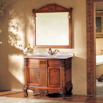 GODI European-style oak solid wood bathroom cabinet washbasin vanity mirror cabinet combination factory direct sales TG-09