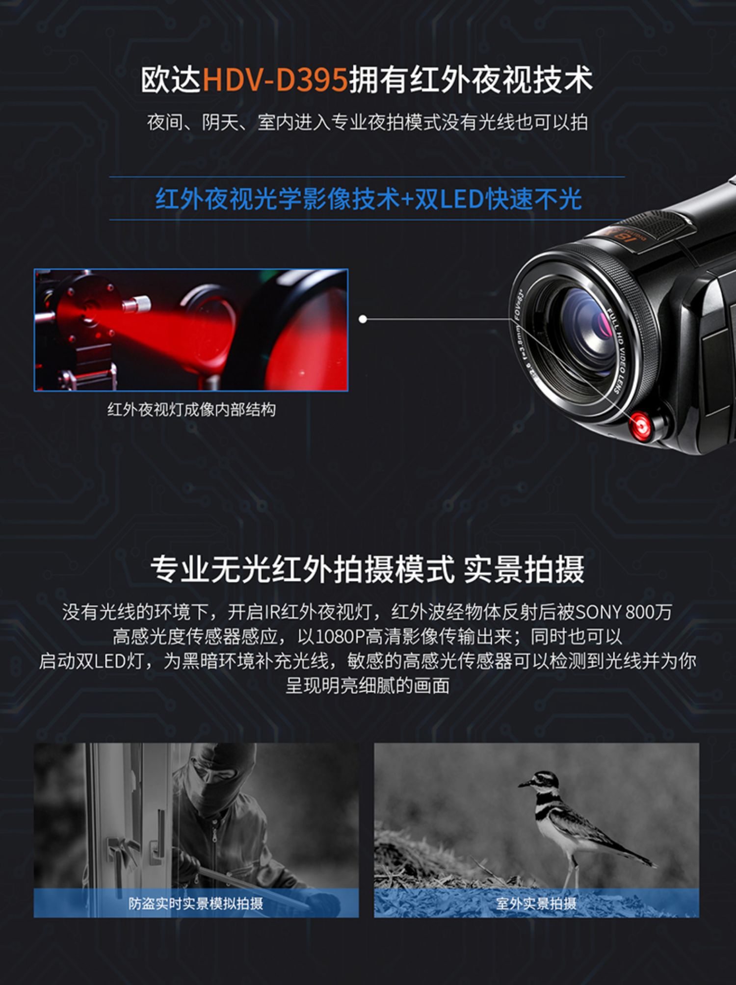 Ordro / Ouda D395 Professional Digital Camera DV HD đêm tầm nhìn máy ảnh hồng ngoại wifi điều khiển từ xa - Máy quay video kỹ thuật số máy quay gopro