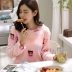 Bộ đồ flannel dày mùa thu và mùa đông của phụ nữ có thể được mặc bên ngoài phiên bản tiếng Hàn của dịch vụ nhà mùa xuân và mùa thu san hô lông cừu tươi của học sinh