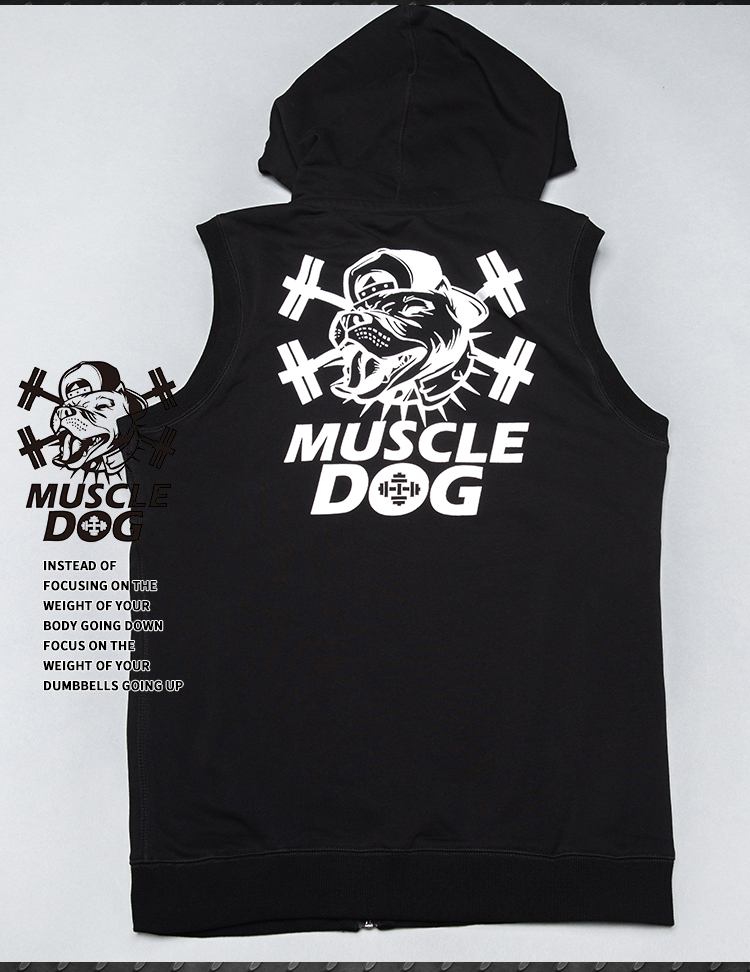Muscledog Cơ Bắp Dog Hiệp Sĩ Đen Xu Hướng Thể Thao Cotton Vest Thể Thao Hàng Đầu Chạy Vest Phù Hợp Với Đào Tạo áo khoác the thao nam cao cấp