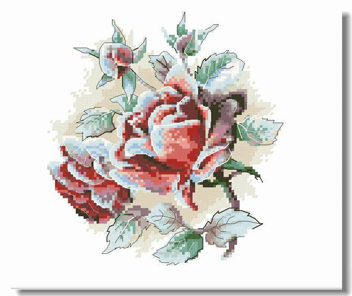 Cross embroidered electronic drawings Replored source files 10305 ripe roses