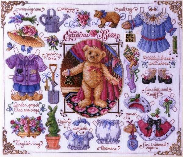 Cross Stitch Electronic Drawing Redrawing Source File Teddy Bear's Wardrobe