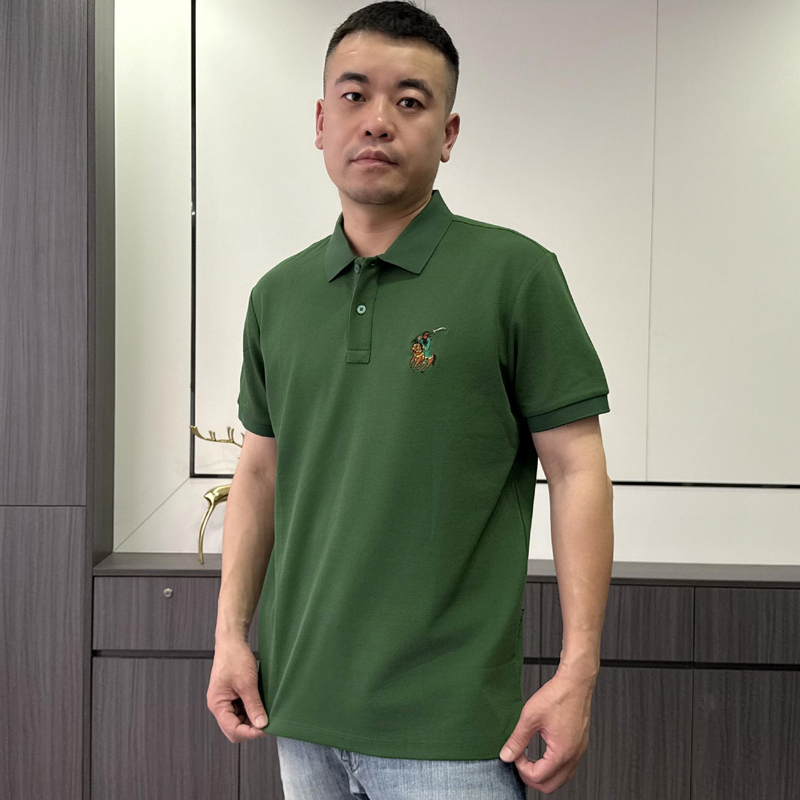 Guangong Lauren Solo Heavy Embroidery Men's Short-Sleeve Polo Shirt Summer Antibacterial Sorona Cooling Women's T-Shirt