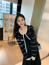 ◆AMUM maternity wear◆Lazy in style~Classic casual striped sweater knitted cardigan slimming and versatile top