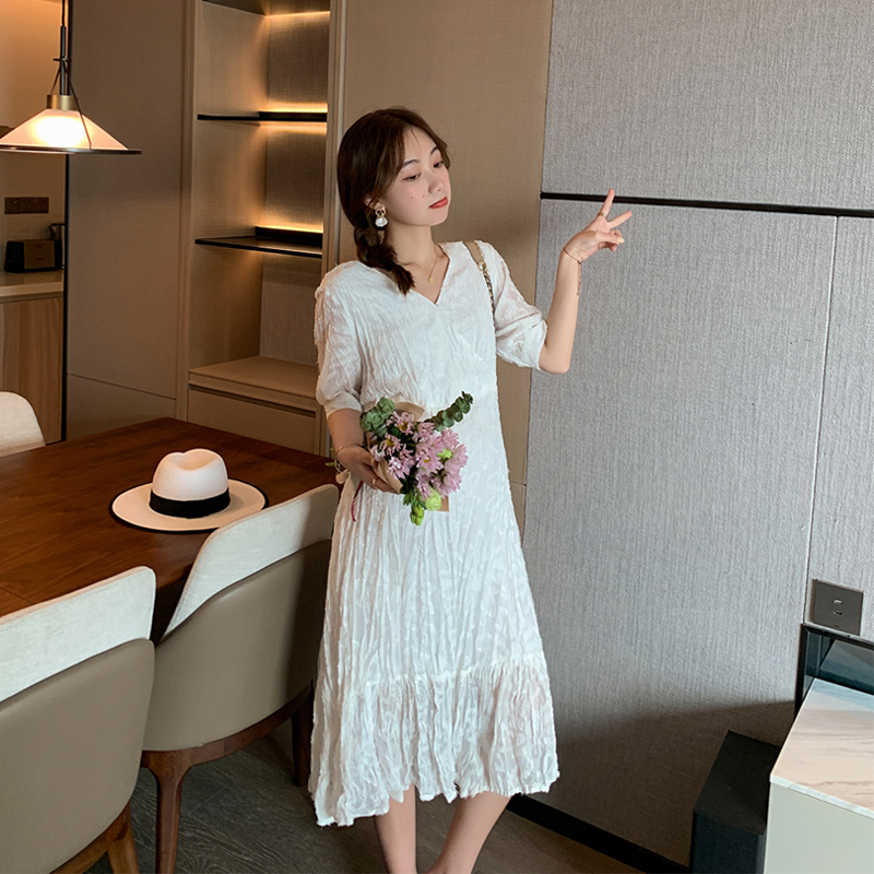 2022 summer dress new gestational woman with short sleeve temperament in long version of fishtail dress