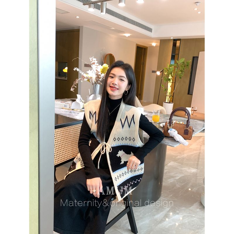 ◆ Amum Maternity Wear ◆ Autumn and Winter Pregnancy Outfits~ Knitted Vest, Loose Autumn Dress, Sweater ◆ Amum Maternity Wear ◆ Autumn and Winter Pregnancy Outfits~ Knitted Vest, Loose Autumn Dress, Sweater