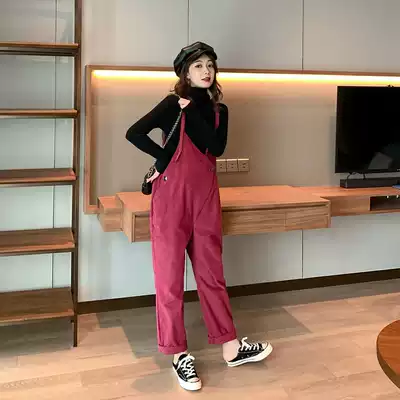 2020 autumn and winter clothes New pregnant women's Rose Red fashion loose ankle-length pants trousers hug baby bag pants