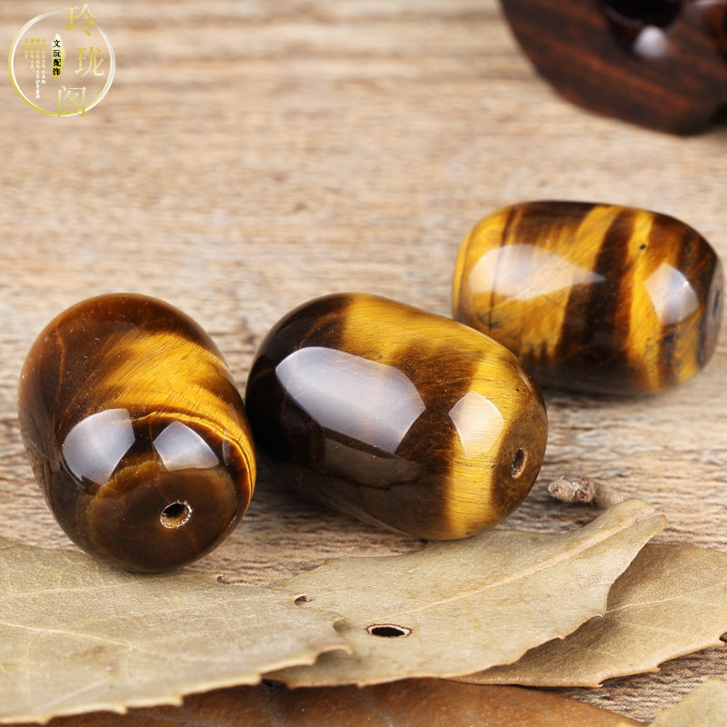 Natural Tiger Eye Stone Yellow Tiger Eyeball Bucket Bead Top Pearl DIY Handmade Accessories Pearl Sepal Beads Foechu Male And Female Handstring Accessories