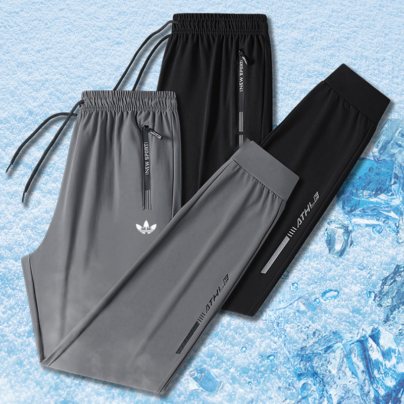 Ole Ice Silk Quick-Dry Sports Pants Unisex Super Elastic Loose Fit Large Size Casual Cool Running Fitness Trousers
