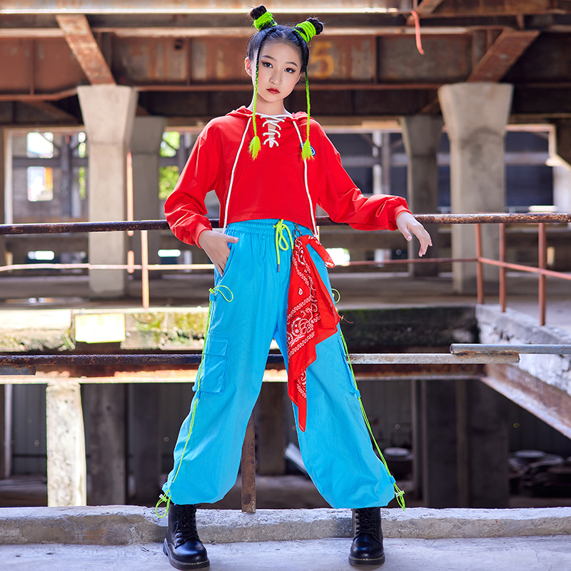 Children's Street Hiphop Rod Hiphop Show Showsuit Showsuit with broad legs trousers girls jazz dress