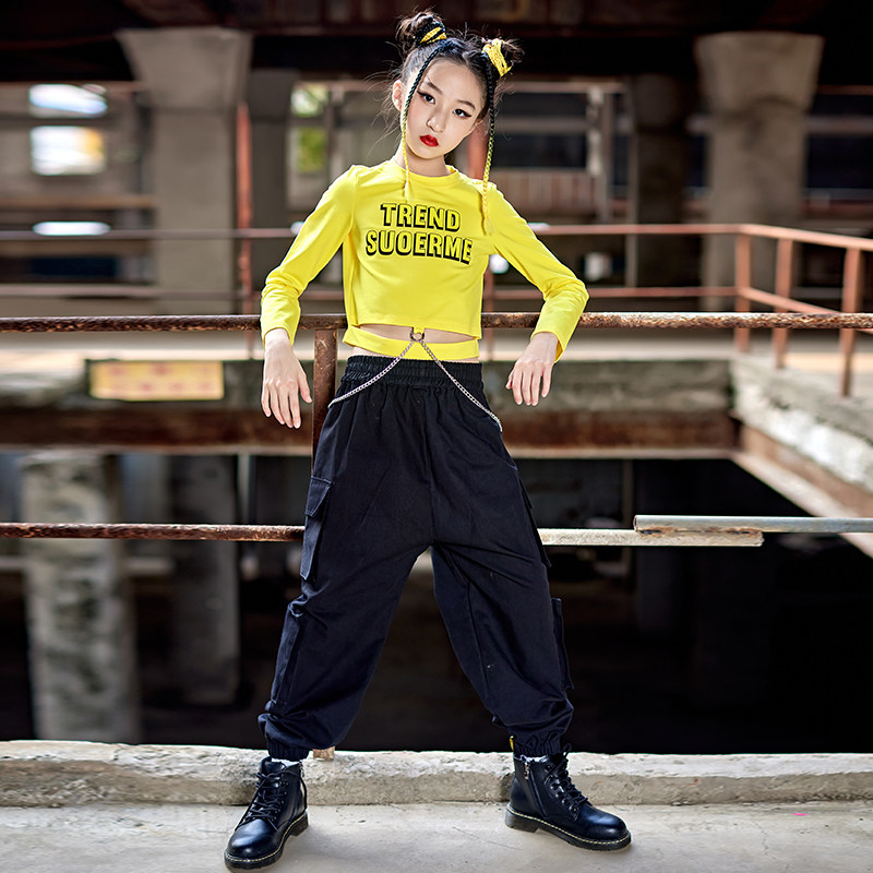 New Year's Day Children Jazz Dance Girl Show Girl Hiphop Girl Street Dance Kit Dew T-shirt Autumn