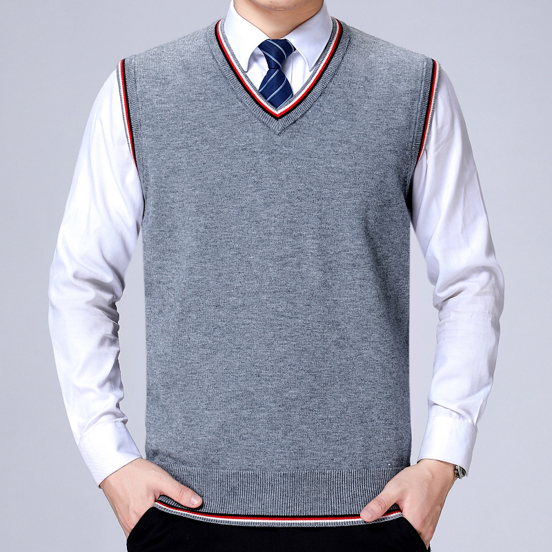 Big kích thước vest nam chất béo của nam giới V-cổ tay áo len người đàn ông béo giáp lỏng đan vai áo len cashmere thủy triều