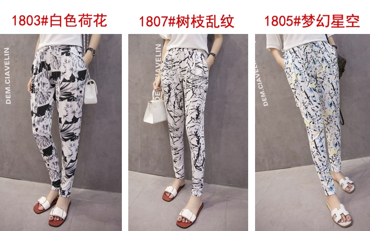 Mùa hè phong cách dân tộc retro Quần boho bãi biển quần harem quần của phụ nữ lỏng lẻo kích thước lớn hoa quần quần chân