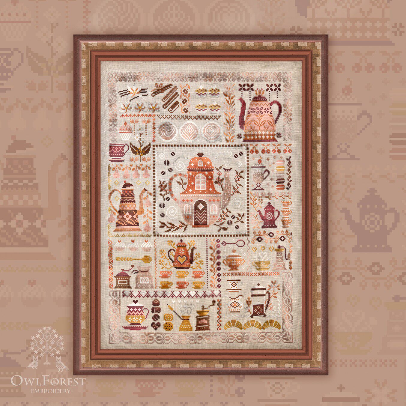 Cross stitch saga format XSD redrawing of electronic drawings Source file OwlForest Romantic Coffee Time-Taobao