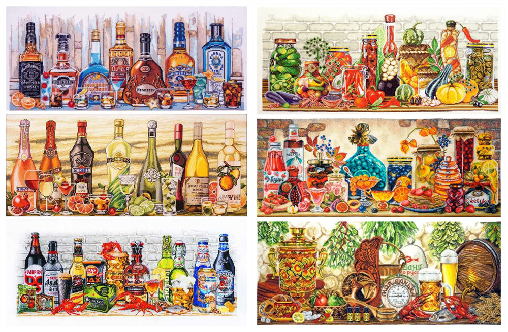 Cross embroidered saga format XSDs redrawn electronic drawing source files wine bottle series 6 drawings-Taobao