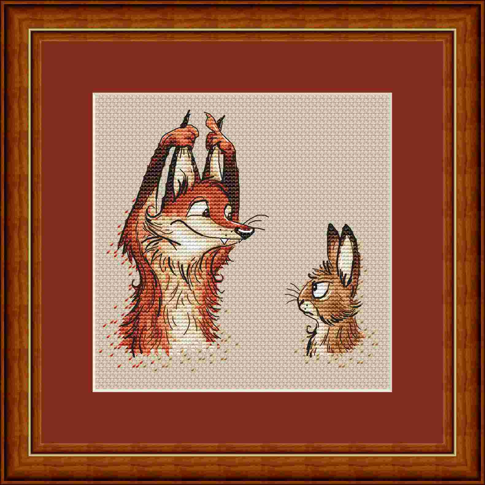 Cross stitch XSDs redrawing saga electronic drawings source file foxes with little rabbit-Taobao