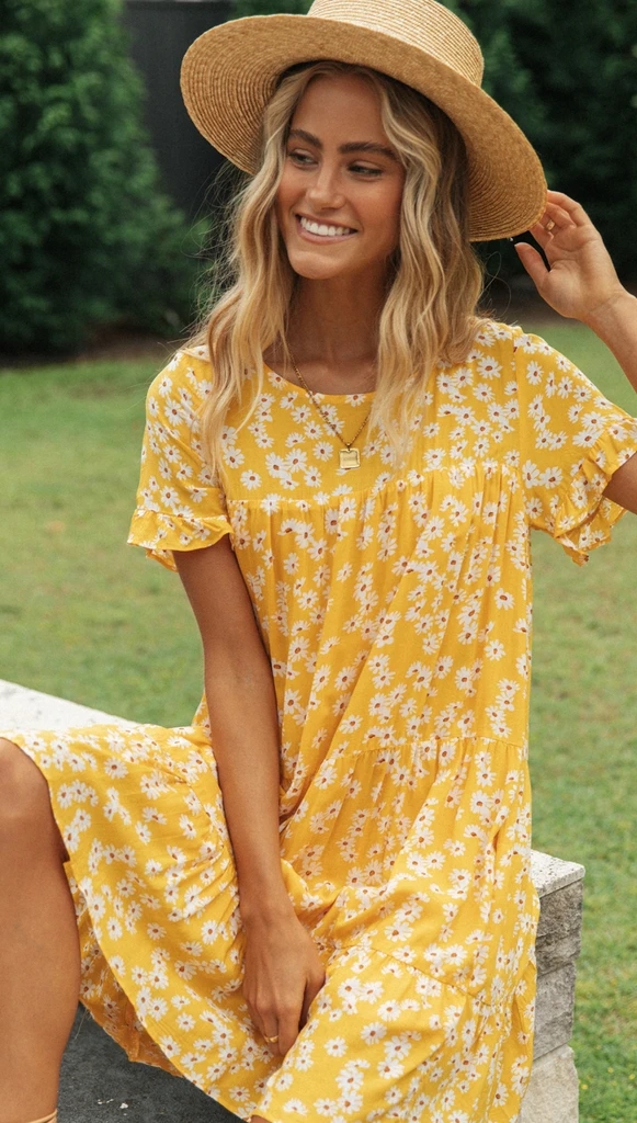 short sleeve round neck printing large dress  NSYD19041