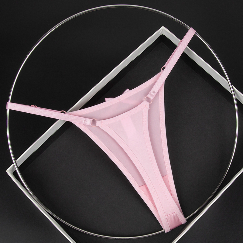 Women's Bow-Knot Sexy Light Luxury Satin Adjustable Waistband Women's Underwear Low-Waist Thong