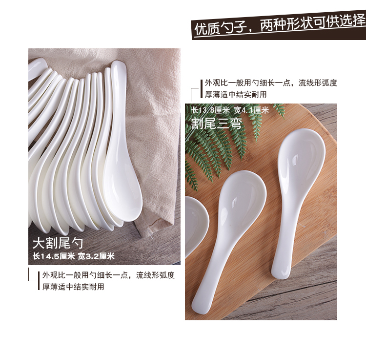 Muỗng gốm không xốp 5 Gói Khách sạn Nhà hàng Thìa gia đình Muỗng kiểu phương Tây Chiếc thìa nhỏ màu trắng Chất lượng cao Thìa muỗng khay inox đựng thức ăn