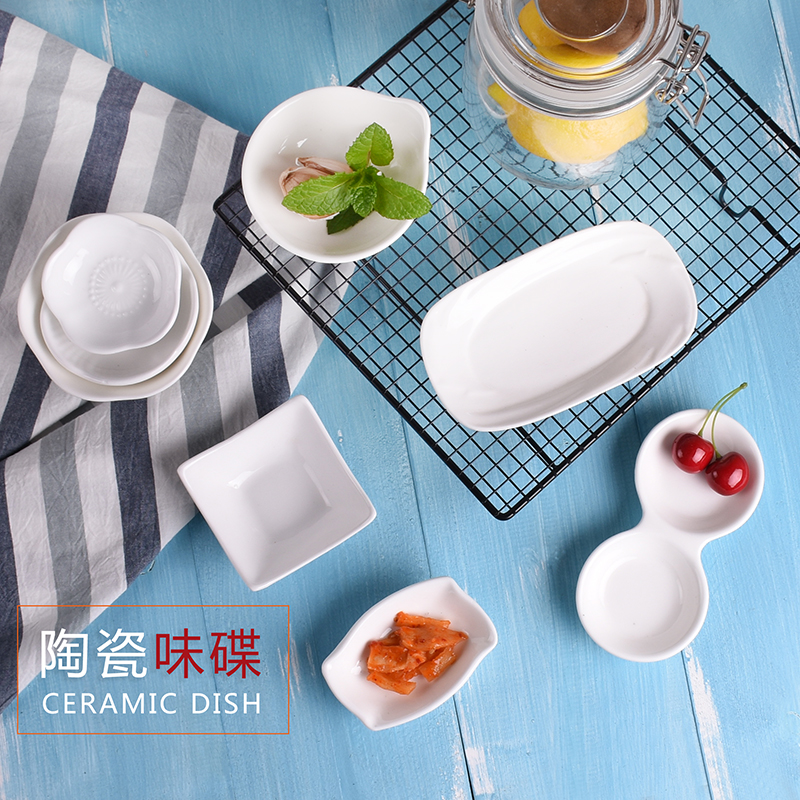 Ceramic Creative Day Style Sauce Dip Seasoning Sauces Small Taste Sauces Bigg Saucer Pure White Porcelain Dish Cutlery
