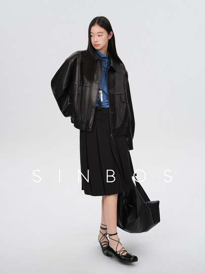 Sinbos Deep-Brimmed Sheepskin Genuine Leather Jacket for Women, Simple Style, Lapel Short Leather Jacket, 2025 Autumn and Winter New Style