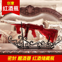 Glass wine bottle wine decanter creative personality submachine gun-shaped empty bottle household wine sealed wine dispenser