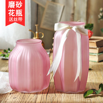 Glass vase frosted color transparent European vase vase living room water culture Lily desktop ornaments flower Ware