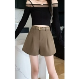 Шерстяной костюм, демисезонные шорты, штаны для отдыха, универсальные сапоги, высокая талия, оверсайз, по фигуре, А-силуэт, свободный крой