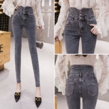 Демисезонные джинсы, штаны, леггинсы, приталенный утягивающий пояс на талию, корсет, высокая талия, коллекция 2022, в обтяжку