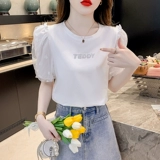 Летняя дизайнерская футболка, рукава фонарики, тренд сезона, в западном стиле, свободный крой