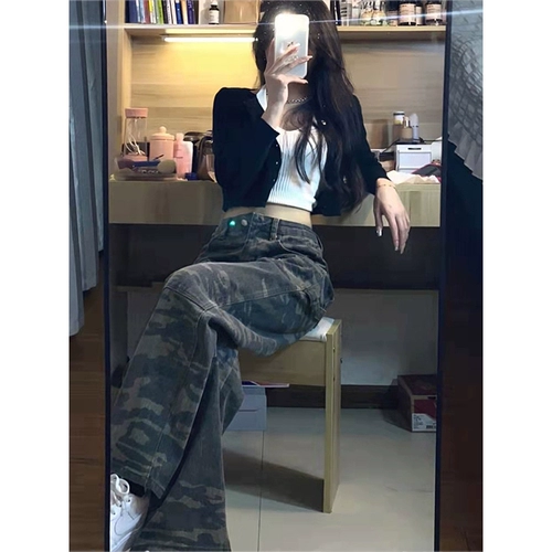 Камуфляжные осенние джинсовые штаны в стиле хип-хоп, в американском стиле, свободный крой