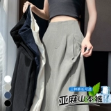 Юбка, тонкие шелковые штаны, костюм, из хлопка и льна, свободный крой