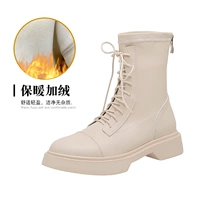 Бежевые флисовые короткие сапоги