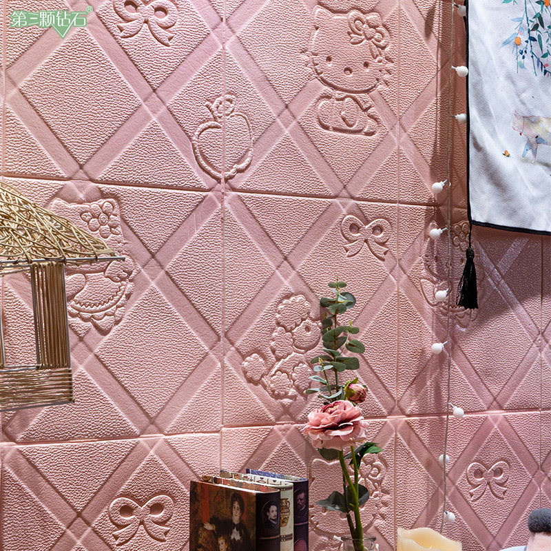 3d Cartoon Sweet Solid Wall Stickler Nursery Kid Room Soft Bag Self-Glued Wallpaper Wallpaper A14