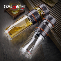Yijia Mei tea separation tea cup glass double heat resistant cup with lid filter male Lady outdoor tea cup