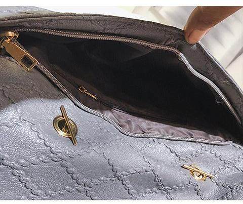 酷奇卡尔2018秋季新款菱格绣线女包韩版时尚