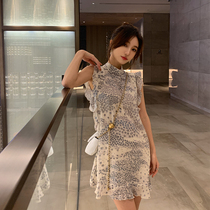 2021 new very fairy French niche floral chiffon bow strap hipster forest dress female summer