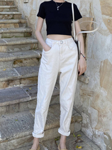 Liu Sansan three high waist Harlan female loose 2021 spring new leisure slim radish white wide leg father pants