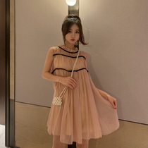 Spring dress 2021 New French age reduction pink dress female spring and autumn long sleeve skirt fairy Super fairy