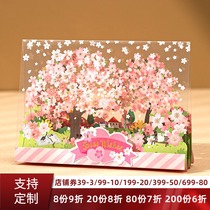 Cherry blossom greeting card Mothers Day Cubic birthday cards Custom Business employees Bless thanks for gift creative cards