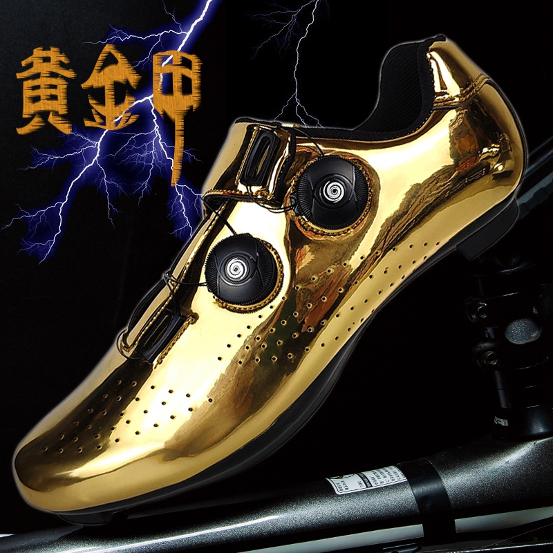 Sen Song Riding Shoes Man No Lock Spring Bike Card Shoes Hard Bottom Moped Road Bike Mountaineering Caravan Shoes Women Gold Bullion