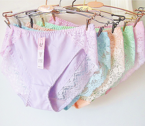 Export quality minimalist pure color underpants female pure cotton mid-waist No-scratches lace feminine sensuous triangular cotton increased code