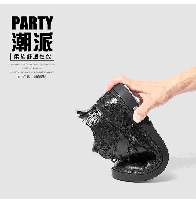 Giày boot nam da mới thời trang giày cao cổ hoang dã xu hướng Phiên bản Hàn Quốc với sự trợ giúp của giày da retro thông thường của Anh - Giay cao giầy thể thao nam
