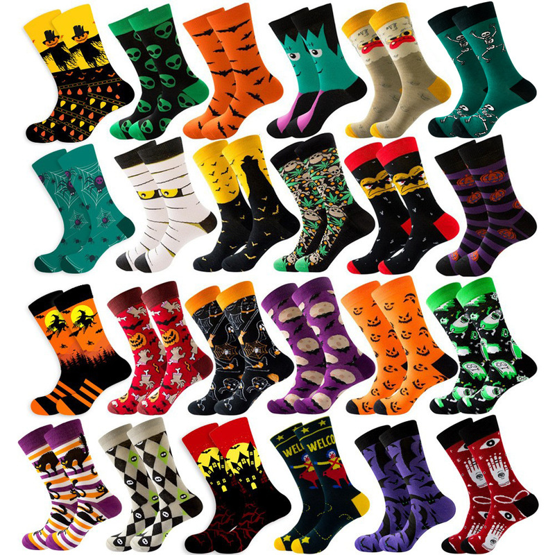 Autumn and Winter New Trendy Socks Halloween Men's Socks Skull Alien Women's Socks Pumpkin Socks Monster Mid-Calf Socks Bat Autumn and Winter New Trendy Socks Halloween Men's Socks Skull Alien Women's Socks Pumpkin Socks Monster Mid-Calf Socks Bat