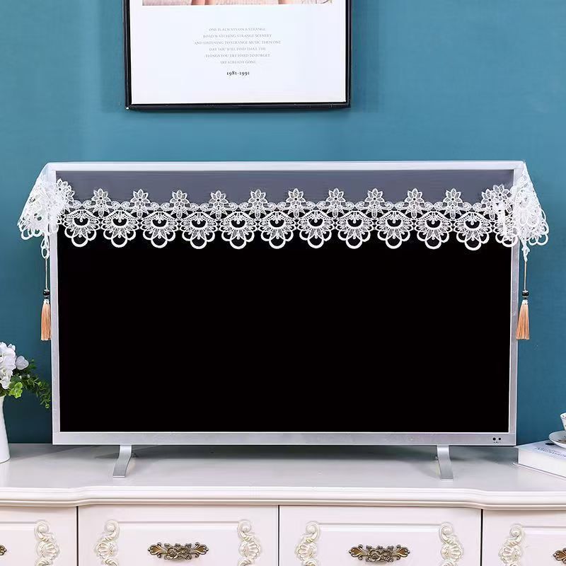 Lace Tv Cover White Hollow Lace Dust Cover Versatile Elegant High-End Multifunctional Cover Cloth