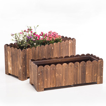 Rectangular Anticorrosive Wood Flower Case Bonsai Outdoor Vegetable Planting Box Carbonated Indoor Solid Wood Flower Trough Balcony Species Vegetable Basin